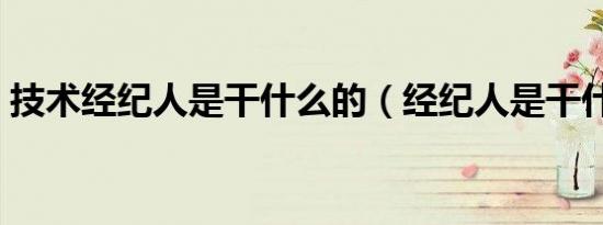 技术经纪人是干什么的（经纪人是干什么的）