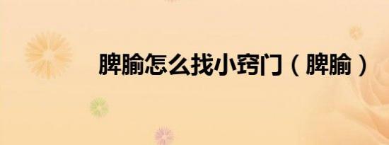 脾腧怎么找小窍门（脾腧）
