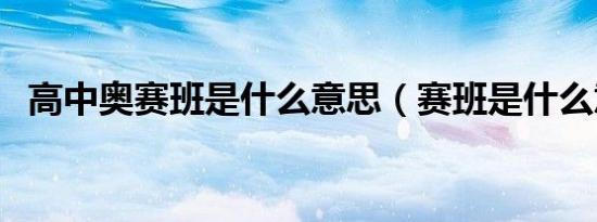 高中奥赛班是什么意思（赛班是什么意思）