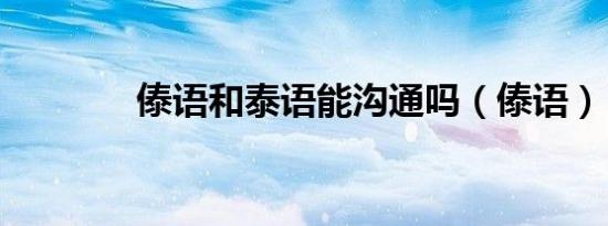 傣语和泰语能沟通吗（傣语）