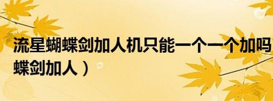 流星蝴蝶剑加人机只能一个一个加吗（流星蝴蝶剑加人）