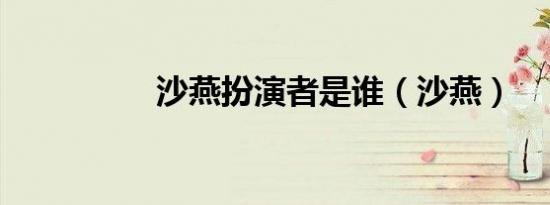 沙燕扮演者是谁（沙燕）