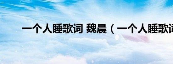 一个人睡歌词 魏晨（一个人睡歌词）