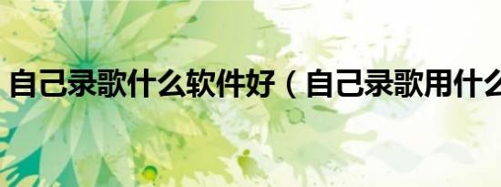 自己录歌什么软件好（自己录歌用什么软件）