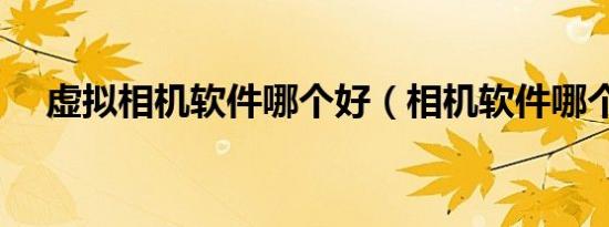 虚拟相机软件哪个好（相机软件哪个好）