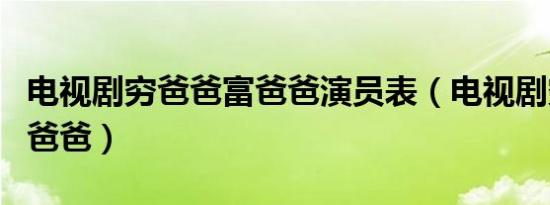 电视剧穷爸爸富爸爸演员表（电视剧穷爸爸富爸爸）
