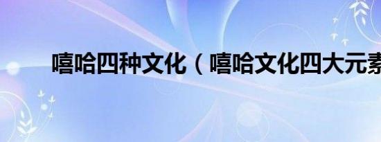 嘻哈四种文化（嘻哈文化四大元素）