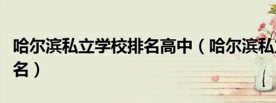 哈尔滨私立学校排名高中（哈尔滨私立学校排名）