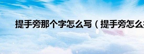 提手旁那个字怎么写（提手旁怎么打）