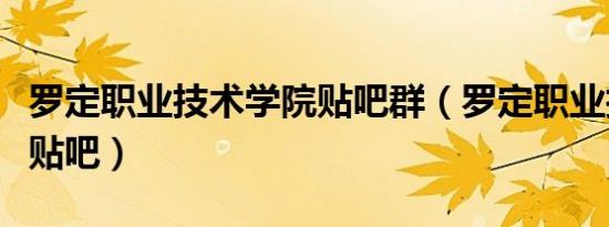 罗定职业技术学院贴吧群（罗定职业技术学院贴吧）