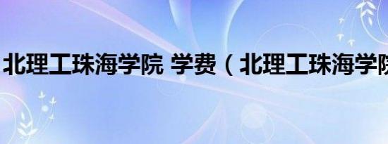 北理工珠海学院 学费（北理工珠海学院学费）