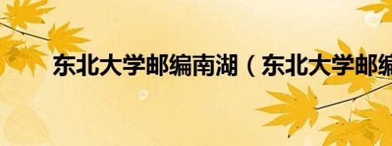 东北大学邮编南湖（东北大学邮编）
