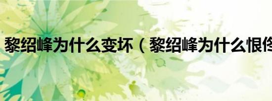 黎绍峰为什么变坏（黎绍峰为什么恨佟毓婉）