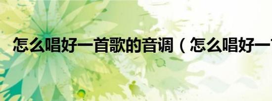 怎么唱好一首歌的音调（怎么唱好一首歌）