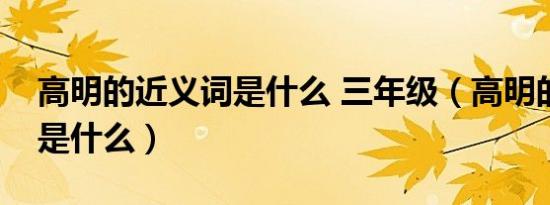 高明的近义词是什么 三年级（高明的近义词是什么）