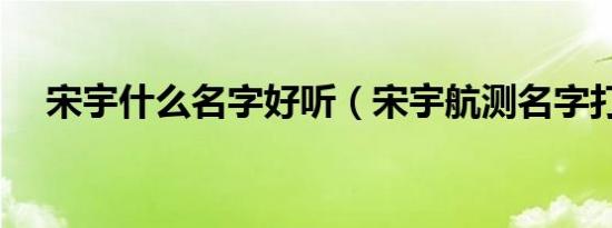 宋宇什么名字好听（宋宇航测名字打分）