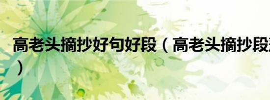 高老头摘抄好句好段（高老头摘抄段落及赏析）