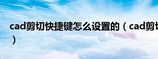 cad剪切快捷键怎么设置的（cad剪切快捷键）