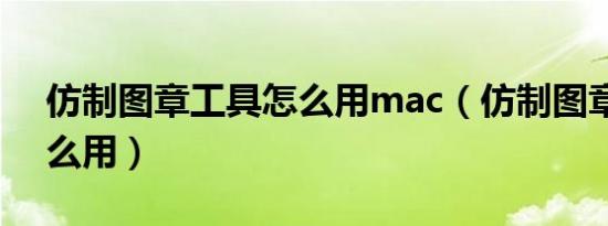 仿制图章工具怎么用mac（仿制图章工具怎么用）