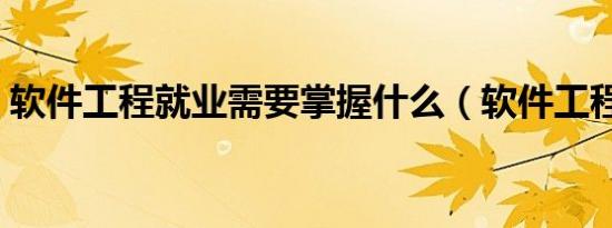软件工程就业需要掌握什么（软件工程就业）