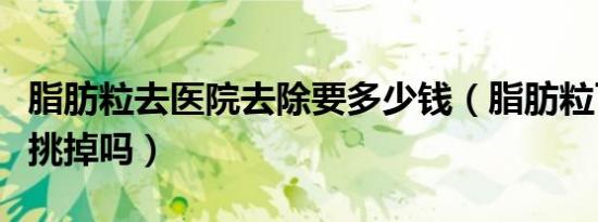 脂肪粒去医院去除要多少钱（脂肪粒可以用针挑掉吗）