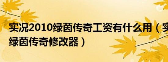 实况2010绿茵传奇工资有什么用（实况2010绿茵传奇修改器）