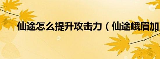 仙途怎么提升攻击力（仙途峨眉加点）