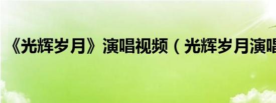 《光辉岁月》演唱视频（光辉岁月演唱会版）