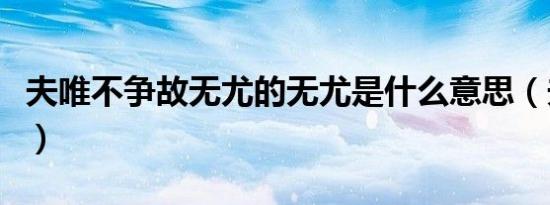 夫唯不争故无尤的无尤是什么意思（夫唯不争）