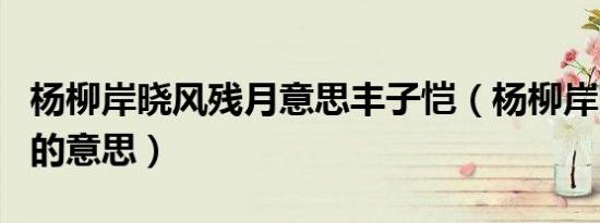 杨柳岸晓风残月意思丰子恺（杨柳岸晓风残月的意思）