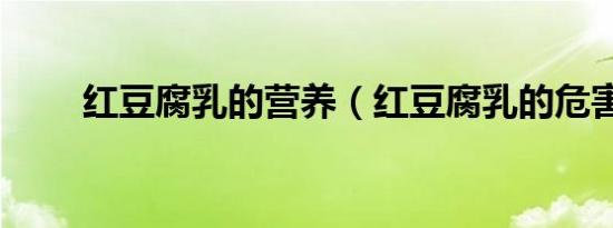 红豆腐乳的营养（红豆腐乳的危害）