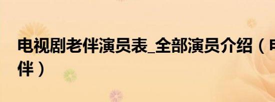电视剧老伴演员表_全部演员介绍（电视剧老伴）
