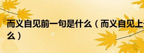 而义自见前一句是什么（而义自见上一句是什么）