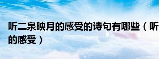 听二泉映月的感受的诗句有哪些（听二泉映月的感受）