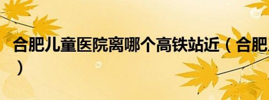 合肥儿童医院离哪个高铁站近（合肥儿童医院）