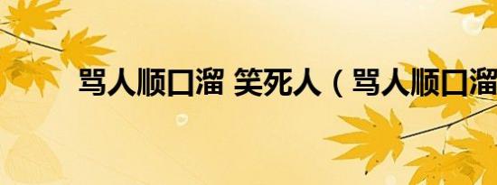 骂人顺口溜 笑死人（骂人顺口溜）