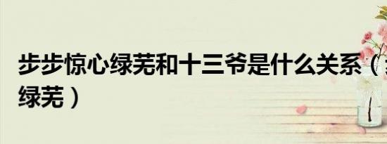 步步惊心绿芜和十三爷是什么关系（步步惊心绿芜）