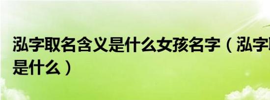 泓字取名含义是什么女孩名字（泓字取名含义是什么）