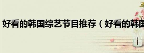 好看的韩国综艺节目推荐（好看的韩国综艺）