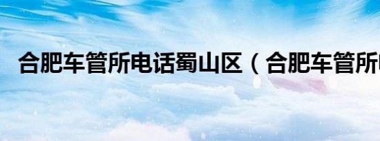 合肥车管所电话蜀山区（合肥车管所电话）