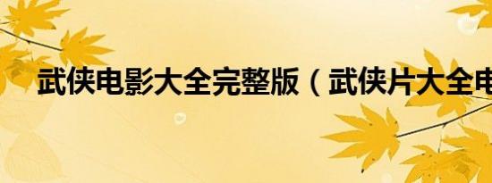 武侠电影大全完整版（武侠片大全电影）