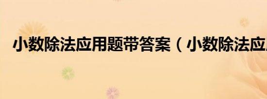 小数除法应用题带答案（小数除法应用题）