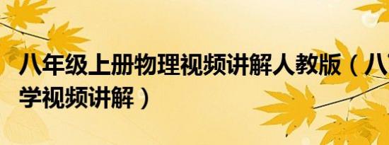 八年级上册物理视频讲解人教版（八下物理力学视频讲解）