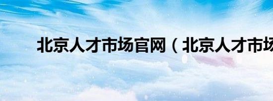 北京人才市场官网（北京人才市场）