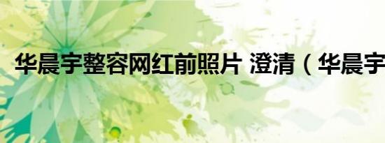 华晨宇整容网红前照片 澄清（华晨宇整容）