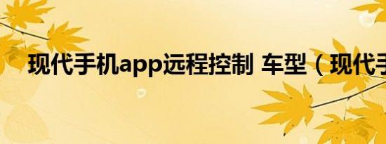 现代手机app远程控制 车型（现代手机）