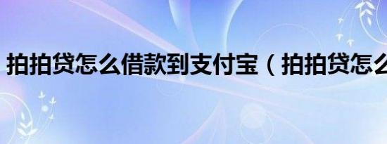 拍拍贷怎么借款到支付宝（拍拍贷怎么借款）