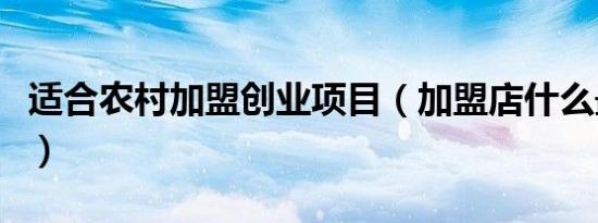 适合农村加盟创业项目（加盟店什么最火农村）