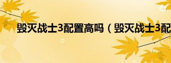 毁灭战士3配置高吗（毁灭战士3配置）