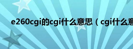 e260cgi的cgi什么意思（cgi什么意思）